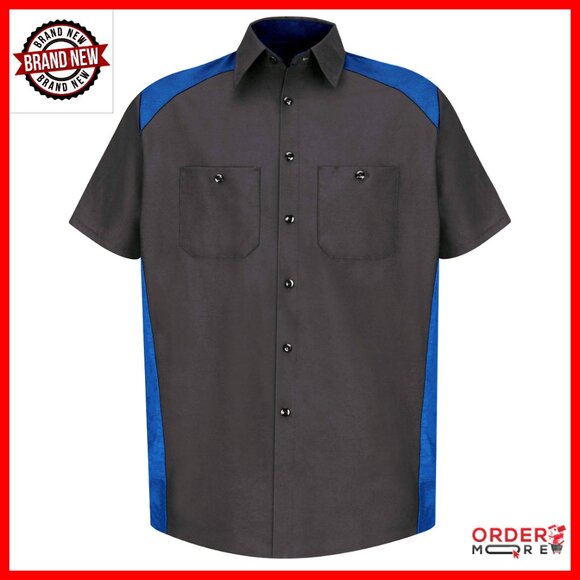 Men's Short Sleeve Work Shirt Moisture Wicking Stain Resistant Motorsports
